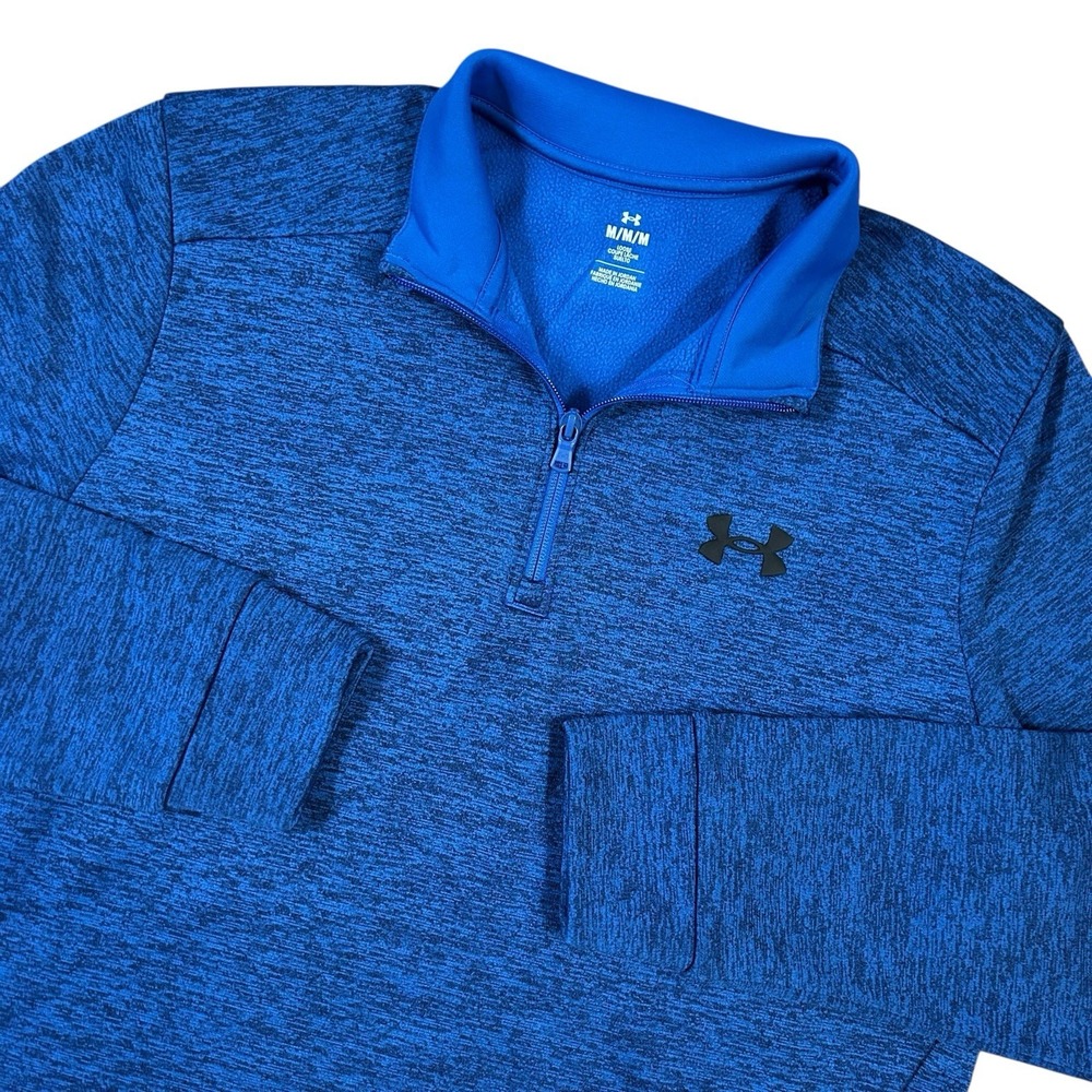 Under Armour Jacket Mens Medium‎ Blue 1/4 Zip Pullover Fleece Outdoors